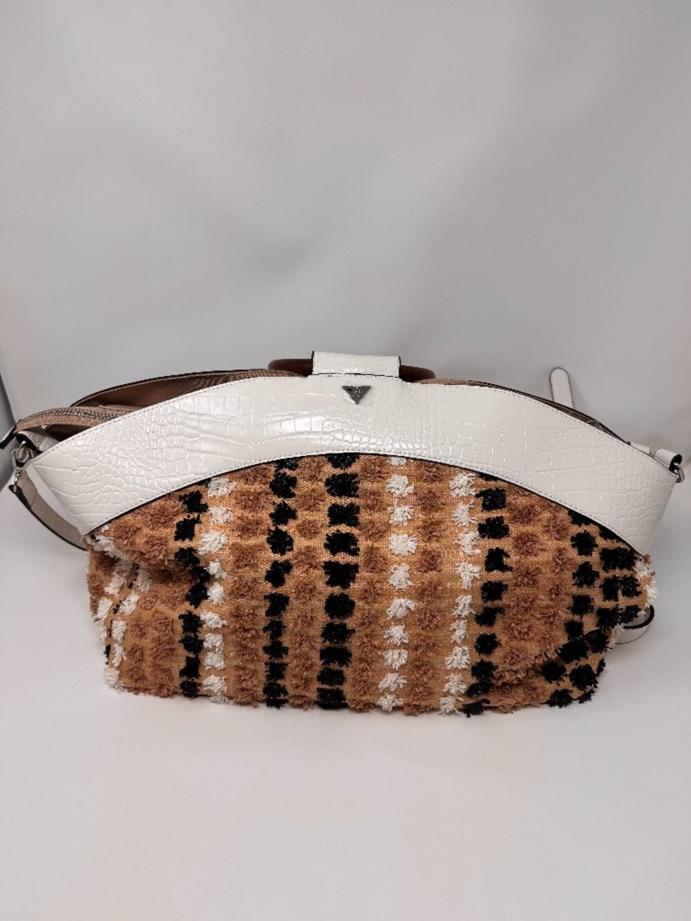 Sam Edelman Darcy Straw Carpet Bag Tote Wooden Handles Boho Chic Unused